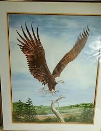 Large Soaring Bald Eagle Print 47/100 Signed L Lamont 24 x 20.5 inch | eBay