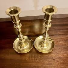 VTG BALDWIN BRASS: 7 Pair Saucer Base Candlestick ...