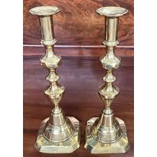 Mid 19th Century Pair of Antique Brass Beehive Candlesticks ...