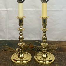 Vintage Baldwin Brass Candlestick Lamps - A Pair | Chairish