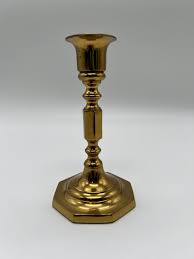 Vintage Polished Carolina Brass Tapered Candle Holder With ...