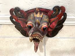 Vintage Balinese Hindu Garuda Hand Carved Wooden Mask- fantastic and fanciful | eBay