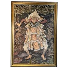 Original Acrylic Vintage Painting of Balinese Dancer by Wayan Lantur. For Sale at Ruby Lane