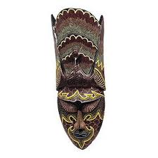 Mexican Folk Art Painted Wooden Jester Mask