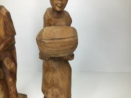 VTG Bali Indonesian Carved Wood Statue Bust Figurine Man and Woman Working | eBay