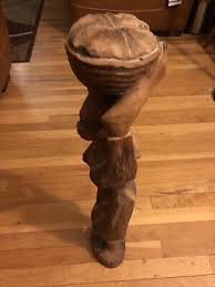 Antique Woman Carved Wooden Statue Figure 28 1/2 inch tall | eBay