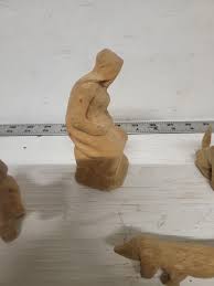 Vintage hand carved wooden animals and faceless Mary | eBay