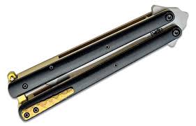 Sam Eddleman Custom AP Tanto Balisong Butterfly Knife 4.3" N690 Hand Rubbed Satin Blade, Black Micarta Handles - KnifeCenter - Discontinued