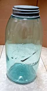 1/2 GALLON Vintage BALL MASON blue teal Jar Canning W/ Zinc ...