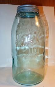 OLD ANTIQUE 1896-1910 BLUE SLOPED GLASS 3L BALL HALF GALLON ...