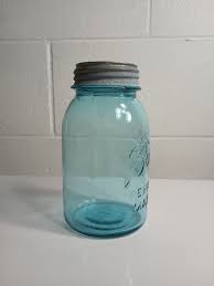 Antique Mason Ball Jar PERFECT MASON BLUE Quart With Ball ...