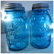 Four Aqua Ball Perfect Mason Jars with Zinc Lids. For Sale ...