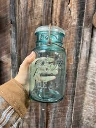 Vintage Ball Ideal Wire Side Blue Quart Jar Mason Wired Lid ...