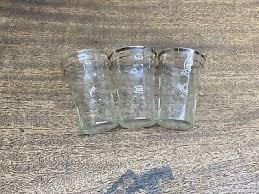 Lot Of 3 Shot Glasses Vintage Clear Glass 3" Tall Tapered Walls & Silver Rims | eBay