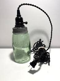 Unique GREEN Glass Mason Jar Swag Lamp Light with ...