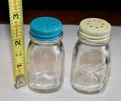 Two Pair vintage Salt Shakers - Mini Mason jar and mid ...
