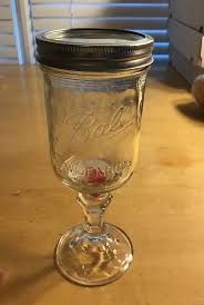BALL Mason Jar Pedestal Wine Glass Hillbilly With Lid | eBay