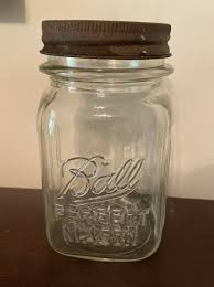 Ball Perfect Mason Pint Square Jar Ribbed Clear Kerr Glass ...