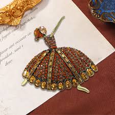 fashion coat jewelry pin full rhinestone ballet dancer ...
