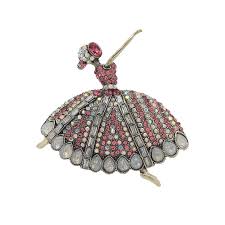 Vintage AB Pink Crystal Rhinestone Big Ballet Girl Ballerina ...
