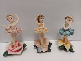Set of 3 Flower Ballerinas Figurine Porcelain Girls | eBay