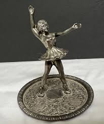 Ballerina Ring Holder Zinc Alloy Silver 3.5" Trinket Dish ...
