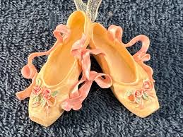 Christmas ornament pair of porcelain ballerina slippers pink ...