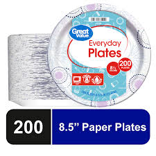 Great Value Disposable Paper Plates, 8.5 inch, 100 Count ...