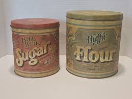 2 Vintage Canister Fluffy Flour and Brite White Sugar ...