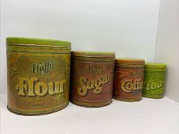 Ballonoff Tin Canister Set Green Flour Sugar Coffee Tea ...