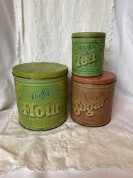 Vintage 1970's Kitchen Storage 3 Pc. Canisters, Fluffy Flour ...