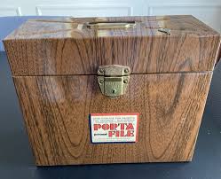 Vintage Ballonoff Porta File Storage Box Metal Wood Grain ...