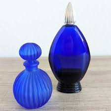 Set of 2 Cobalt Perfume Bottles Balos Perfume Bottle Evening in Paris by Bourjois Perfume Bottle Cobalt Perfume Bottle - Etsy