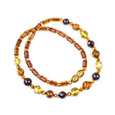 Natural Baltic Amber Necklace with Faceted Beads "Shades ...