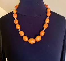 Large Classic Antique Butterscotch Baltic Amber and 14K Gold Bead Necklace For Sale at 1stDibs | vintage butterscotch amber necklace, antique amber necklace, antique butterscotch amber necklace