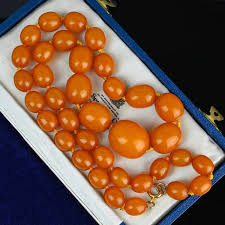 Art Deco Natural Butterscotch Egg Yolk Amber Bead Necklace – Boylerpf