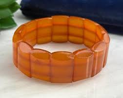 Chunky Amber Stretch Bracelet - Vintage Elastic Beaded ...