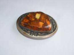 Triangle Amber Round Brooch, Retro Pin - Etsy