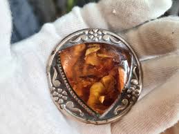 Vintage Soviet Baltic Amber Pin Brooch Cognac Butterscotch ...