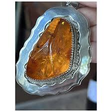 Massive Artie Yellowhorse Navajo Sterling Silver 43mm Amber ...