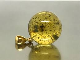 AMBER PENDANT INSECT Round Luxury BALTIC AMBER Bead Silver ...