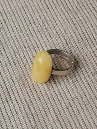 Oval Yellow Amber Ring. Sterling Silver, Adjustable Ring ...