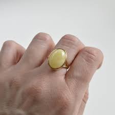 Milky White Baltic Amber Ring