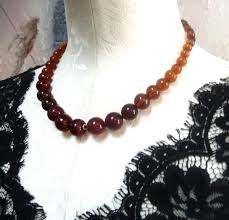 STUNNING VINTAGE 14K GENUINE COGNAC AMBER BEADED GRADUATED STATEMENT NECKLACE! | eBay