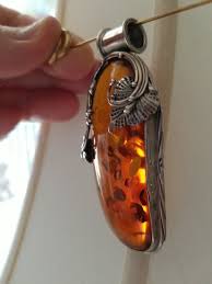 Vintage Sterling Silver Large Modernist Vines Amber Pendant Necklace 24.2 Grams. | eBay