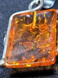 LARGE MODERNIST STERLING SILVER And AMBER STONE PENDANT LEAF DESIGN 34263-14 | eBay