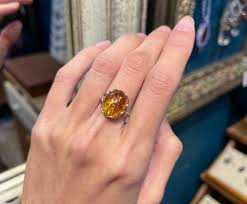 Xiyingyao 925 Silver amber ring live natural stone ethnic style hippie men and women - Shop xi-yao General Rings - Pinkoi