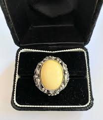 Vintage Poland Marks Sterling Silver Egg Yolk Amber Large Foliate Statement Ring Size 5.5 in Black Velvet Presentation Box - Etsy Finland