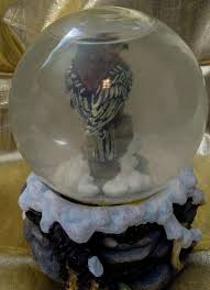 Vintage Brown Owl Black White Feathers Snow Globe Music Box ...