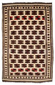 Ivory and Red Tribal Motif Area Rug